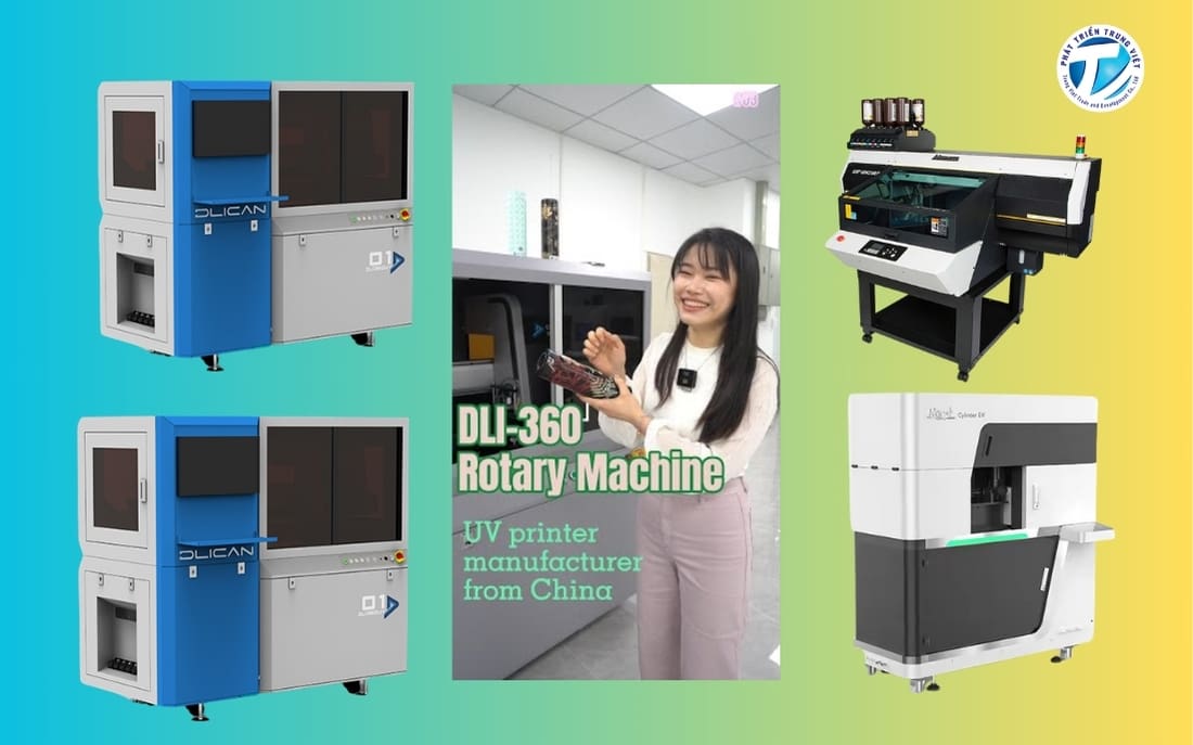Một số các sản phẩm, thương hiệu máy in UV trụ tròn nổi bật